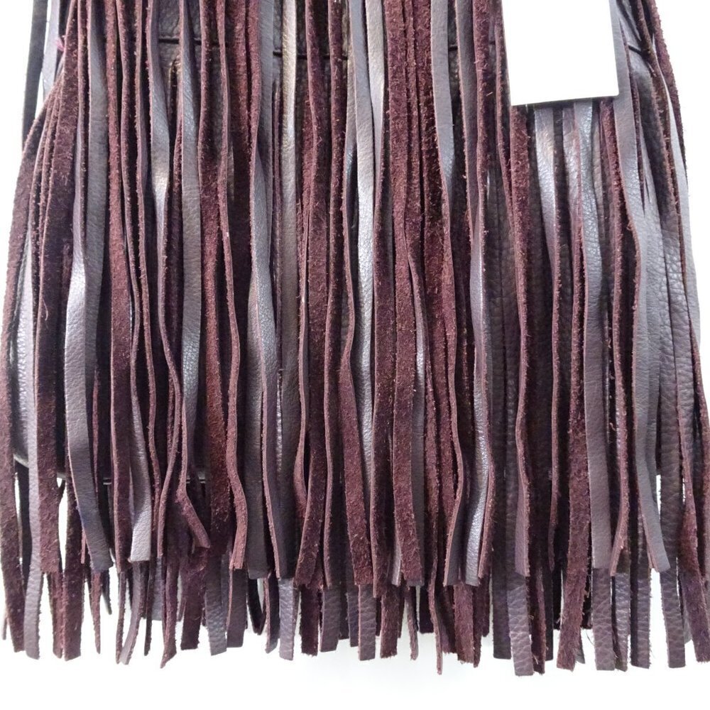 B-LOW THE BELT Twiggy Purple Oxblood Leather Fringe Shoulder Bag Crossbody NEW - Picture 2 of 6